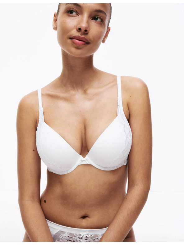 Marks & Spencer Dekoltová podprsenka Amelia s kostícami a čipkou, veľ. A–E Marks & Spencer biela