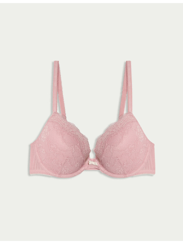 Marks & Spencer Dekoltová podprsenka s kostícami a čipkou, veľ. A–E Marks & Spencer ružová