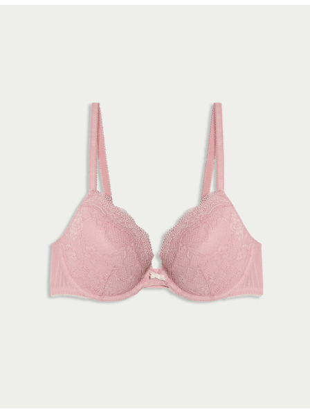 Marks & Spencer Dekoltová podprsenka s kostícami a čipkou, veľ. A–E Marks & Spencer ružová