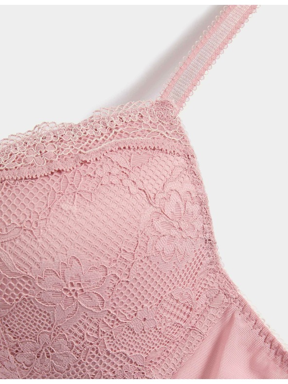 Marks & Spencer Dekoltová podprsenka s kostícami a čipkou, veľ. A–E Marks & Spencer ružová