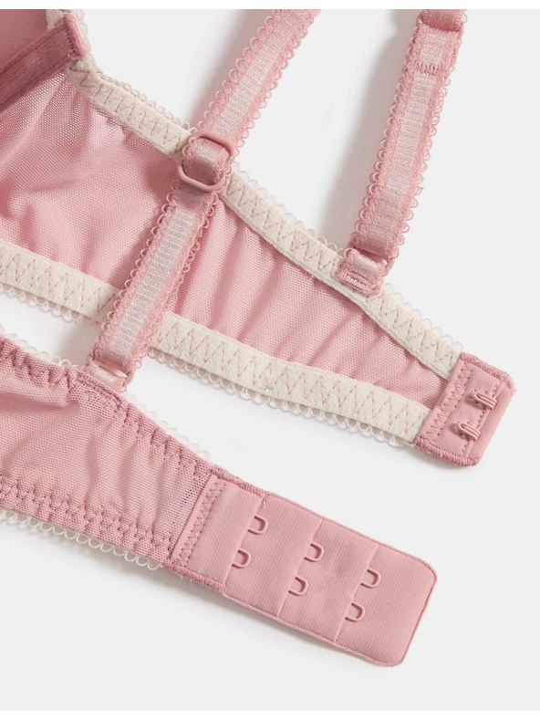 Marks & Spencer Dekoltová podprsenka s kostícami a čipkou, veľ. A–E Marks & Spencer ružová