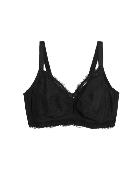 Marks & Spencer Braletka Jasmine bez kostíc s čipkovými lemami, veľ. F+ Marks & Spencer čierna