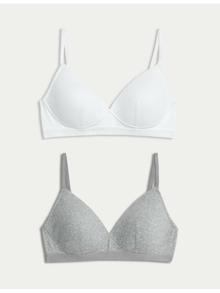 Marks & Spencer Sada 2 ks rebrovaných prvých podprseniek bez kostíc, s vysokým podielom bavlny, veľ. AA–D Marks & Spencer biela