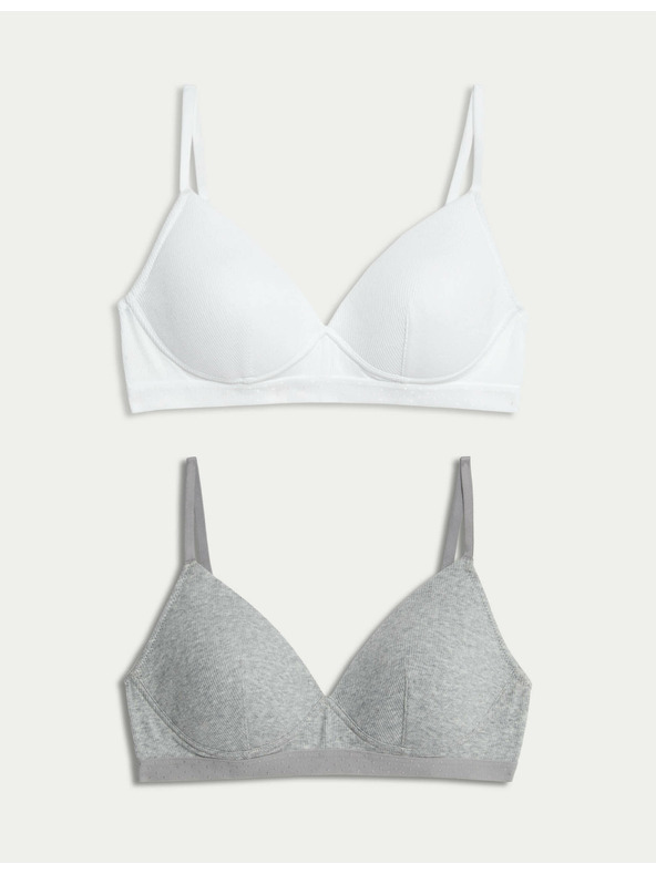 Marks & Spencer Sada 2 ks rebrovaných prvých podprseniek bez kostíc, s vysokým podielom bavlny, veľ. AA–D Marks & Spencer biela