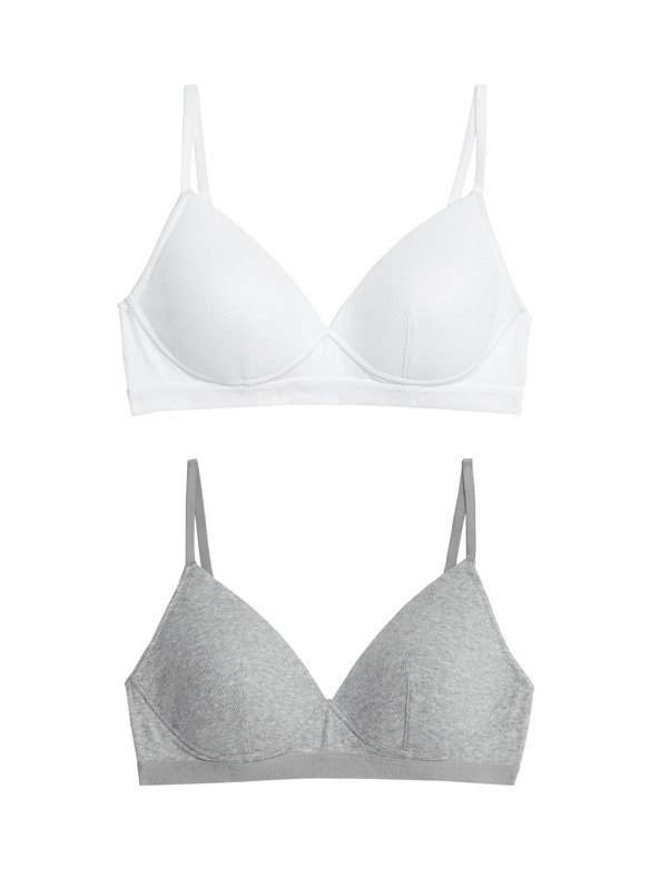 Marks & Spencer Sada 2 ks rebrovaných prvých podprseniek bez kostíc, s vysokým podielom bavlny, veľ. AA–D Marks & Spencer biela