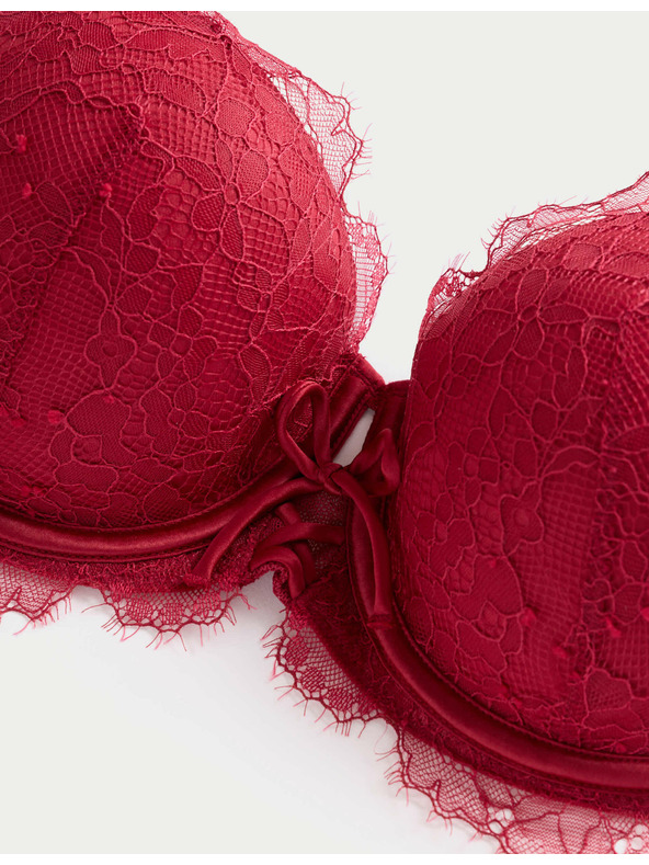 Marks & Spencer Balkónová podprsenka s kosticami a motívom Forget Me Not, veľ. A–E Marks & Spencer červená