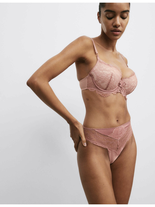 Marks & Spencer Čipková balkónová podprsenka s kosticami a motívom Forget Me Not (A-E) Marks & Spencer hnedá