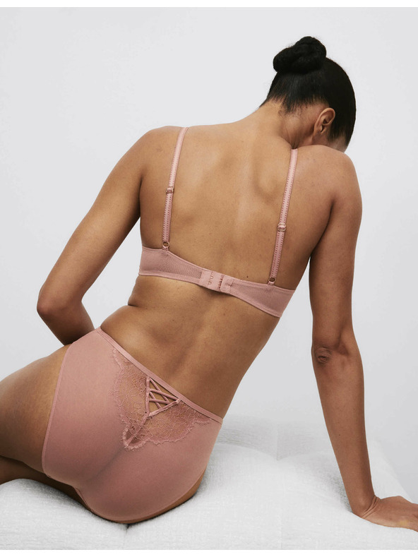 Marks & Spencer Čipková balkónová podprsenka s kosticami a motívom Forget Me Not (A-E) Marks & Spencer hnedá