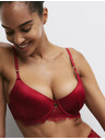 Marks & Spencer Saténová podprsenka s kosticami a polovičnými košíčkami Forget Me Not, veľ. A–E Marks & Spencer červená