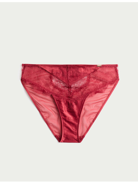 Marks & Spencer Čipkované pančuchy s vysokým pásom a motívom nezábudiek Marks & Spencer červená