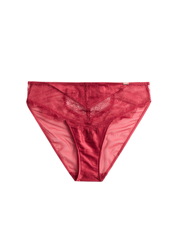 Marks & Spencer Čipkované pančuchy s vysokým pásom a motívom nezábudiek Marks & Spencer červená