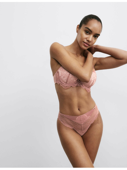 Marks & Spencer Čipkované pančuchy s vysokým pásom a motívom nezábudiek Marks & Spencer hnedá