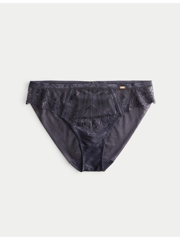 Marks & Spencer Vysoko strihané nohavičky Lisianthus s výšivkou Marks & Spencer sivá