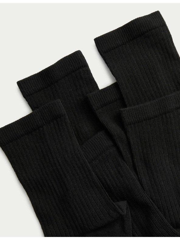 Marks & Spencer Rebrované členkové ponožky s vysokým podielom bavlny, sada 5 ks Marks & Spencer čierna