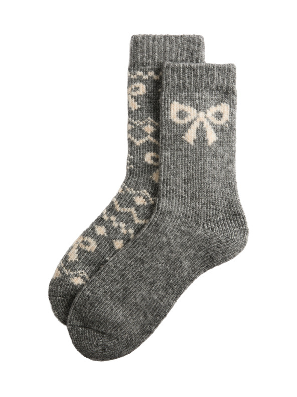 Marks & Spencer Sada 2 párov členkových termo ponožiek s mašľou Marks & Spencer sivá