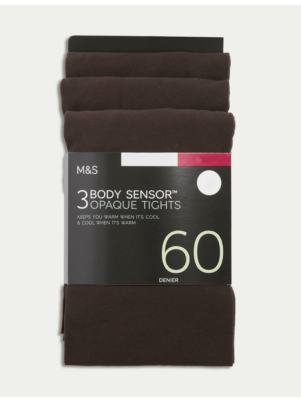 Marks & Spencer Pančuchy Body Sensor™, 60 DEN, 3 páry v balení Marks & Spencer hnedá