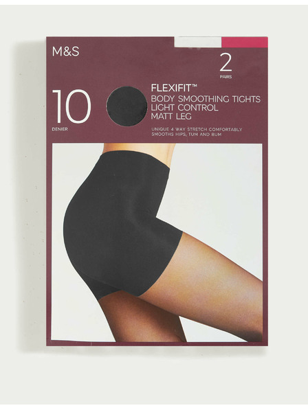 Marks & Spencer Priehľadné pančuchy Flexifit™, mierne spevňujúce, 10 DEN, 2 ks v balení Marks & Spencer čierna