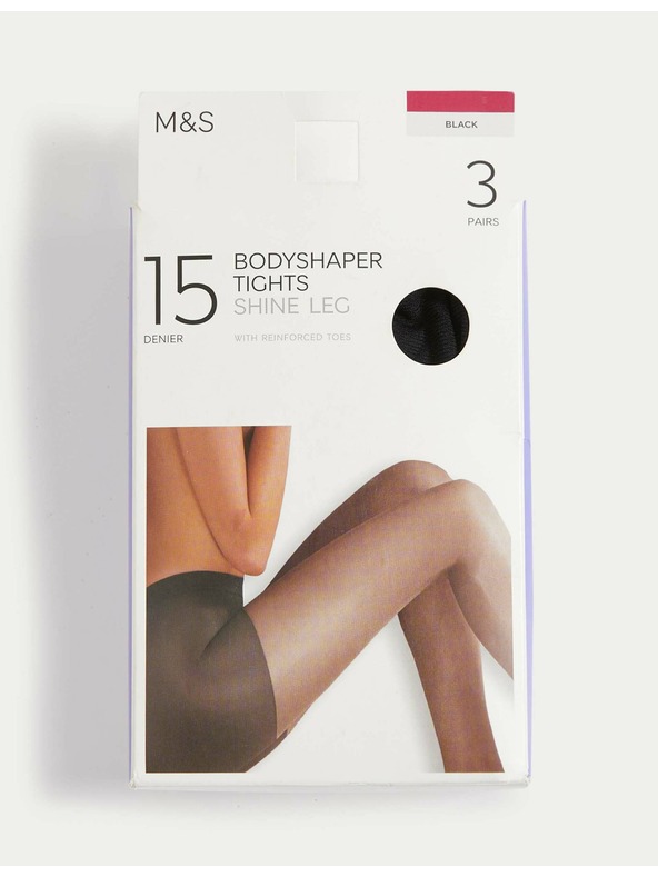 Marks & Spencer Balenie 3 párov tvarujúcich pančúch, 15 DEN Marks & Spencer čierna