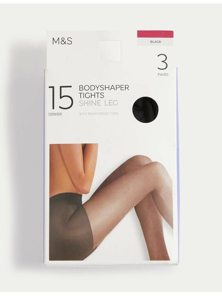 Marks & Spencer Balenie 3 párov tvarujúcich pančúch, 15 DEN Marks & Spencer čierna