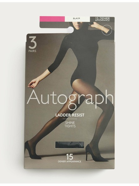 Marks & Spencer Pančuchy 15 DEN odolné proti trhaniu, 3 páry v balení Marks & Spencer čierna