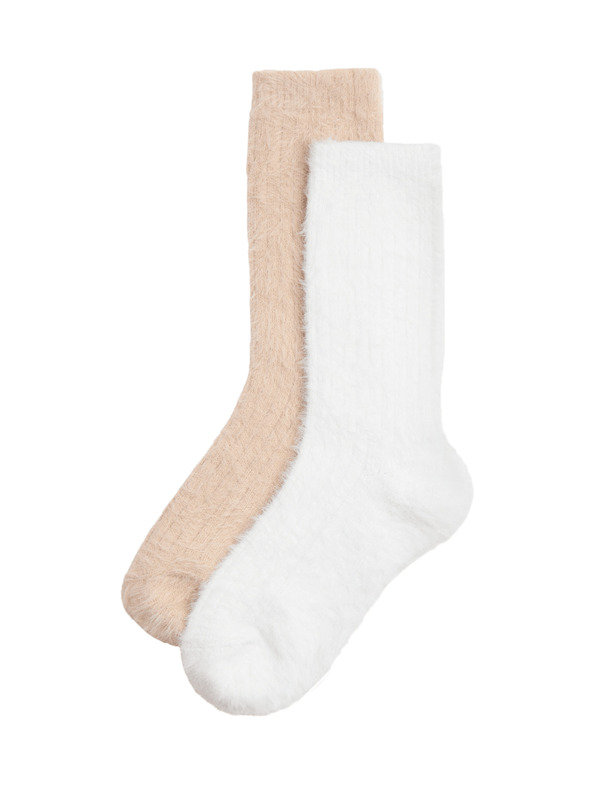 Marks & Spencer 2 ks pohodlných rebrovaných členkových ponožiek Marks & Spencer hnedá