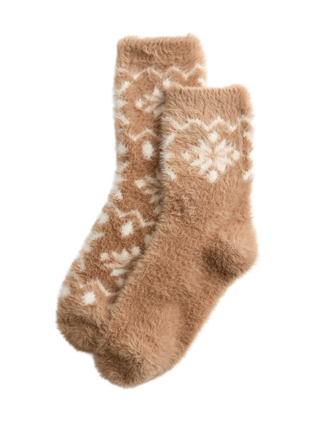 Marks & Spencer Pohodlné vysoké ponožky Fairisle, sada 2 ks Marks & Spencer hnedá