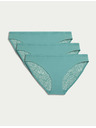 Marks & Spencer Bikiny nohavičky Body Soft™ s krajkou, sada 3 ks Marks & Spencer zelená