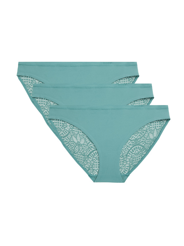 Marks & Spencer Bikiny nohavičky Body Soft™ s krajkou, sada 3 ks Marks & Spencer zelená