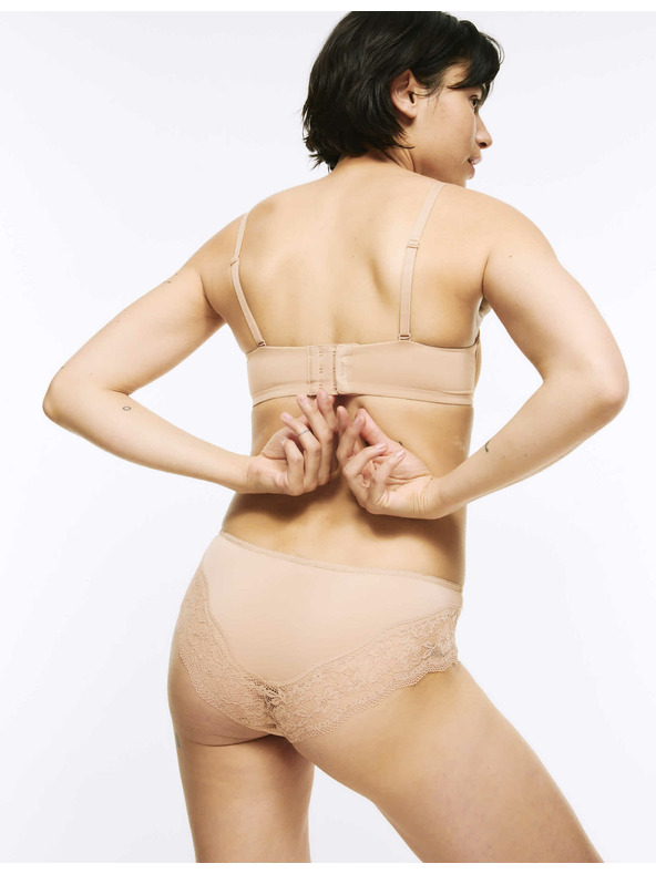 Marks & Spencer Brazílske nohavičky s krajkovým lemom, 3 ks v balení Marks & Spencer béžová