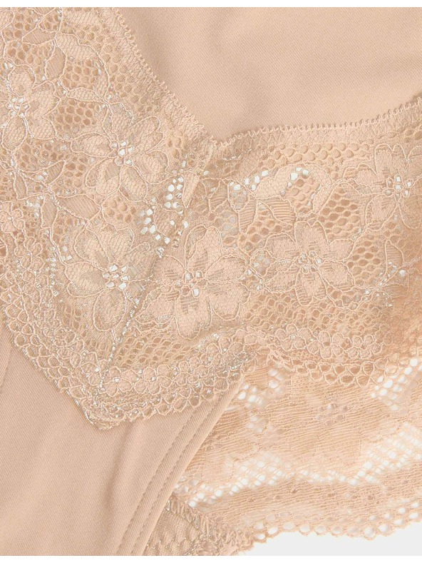 Marks & Spencer Brazílske nohavičky s krajkovým lemom, 3 ks v balení Marks & Spencer béžová