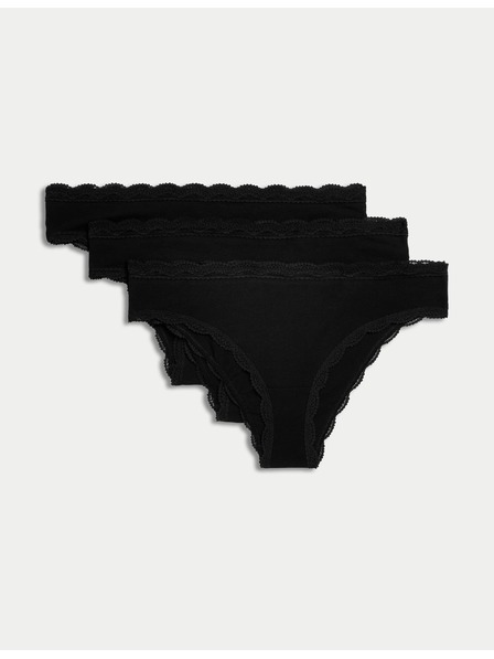 Marks & Spencer Brazílske nohavičky s vysokým podielom bavlny, 3 ks Marks & Spencer čierna