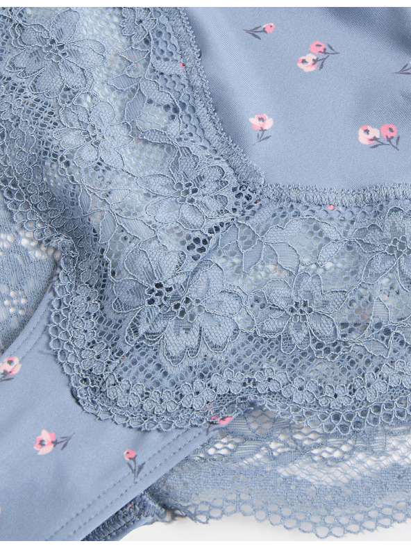 Marks & Spencer Brazílske nohavičky s krajkovým lemom, 3 ks v balení Marks & Spencer modrá