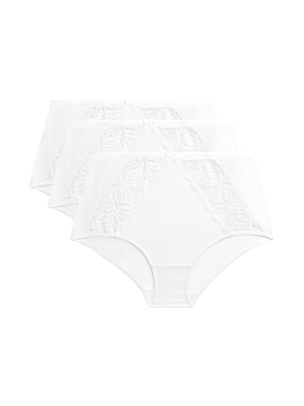 Marks & Spencer Nohavičky do pásu Amelia s krajkou, 3 ks Marks & Spencer biela