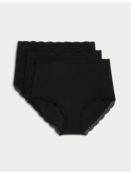 Marks & Spencer Nohavičky do pása s vysokým podielom bavlny, 3 ks Marks & Spencer čierna