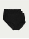 Marks & Spencer Nohavičky do pása s vysokým podielom bavlny, 3 ks Marks & Spencer čierna