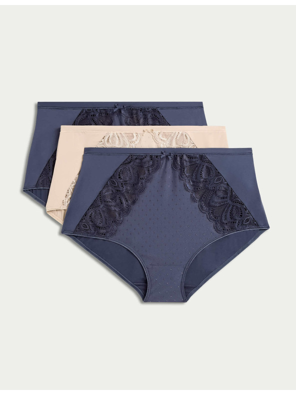 Marks & Spencer Nohavičky do pása Amelia s čipkou, 3 ks Marks & Spencer sivá