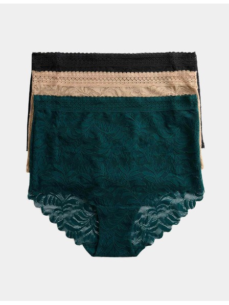 Marks & Spencer Čipkované nohavičky do pása s technológiou Flexifit™, 3 ks Marks & Spencer zelená