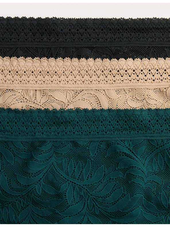 Marks & Spencer Čipkované nohavičky do pása s technológiou Flexifit™, 3 ks Marks & Spencer zelená