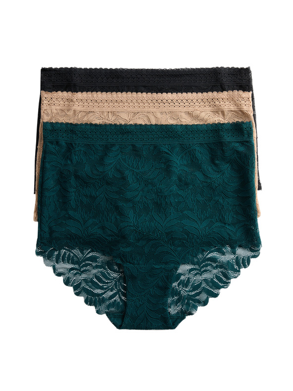 Marks & Spencer Čipkované nohavičky do pása s technológiou Flexifit™, 3 ks Marks & Spencer zelená