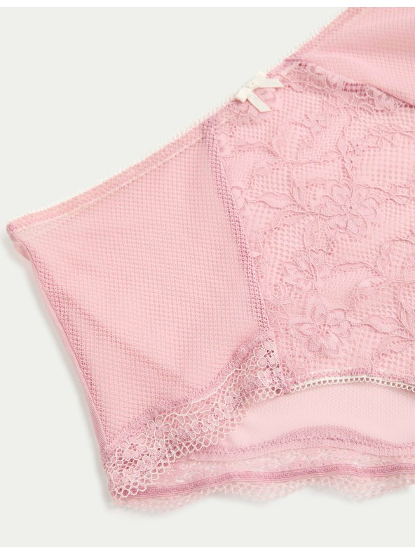 Marks & Spencer Čipkované šortky s vysokým pásom Jasmine, 3 ks Marks & Spencer ružová