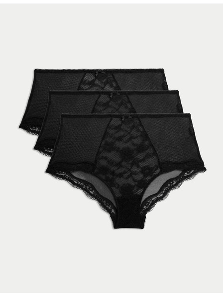 Marks & Spencer Čipkované šortky s vysokým pásom Jasmine, 3 ks Marks & Spencer čierna