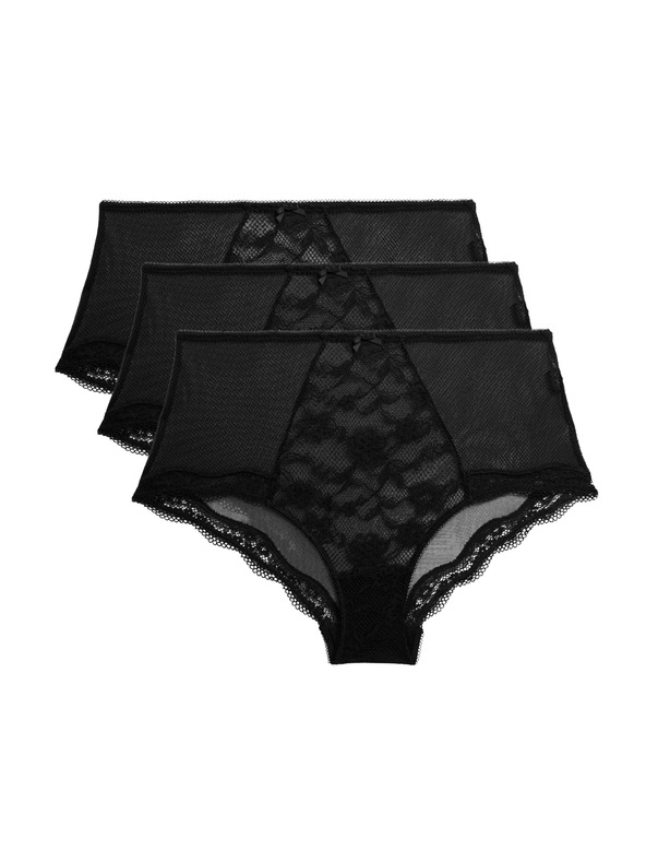 Marks & Spencer Čipkované šortky s vysokým pásom Jasmine, 3 ks Marks & Spencer čierna