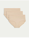 Marks & Spencer Šortkové nohavičky s vysokým pásom bez viditeľných lemov Cool Comfort, 3 ks Marks & Spencer béžová