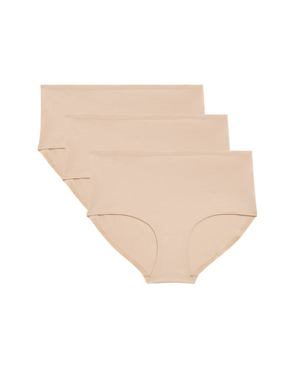 Marks & Spencer Šortkové nohavičky s vysokým pásom bez viditeľných lemov Cool Comfort, 3 ks Marks & Spencer béžová