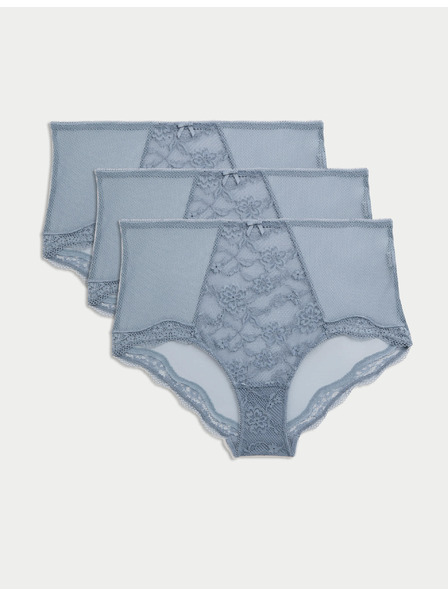 Marks & Spencer Čipkované šortky s vysokým pásom Jasmine, 3 ks Marks & Spencer modrá