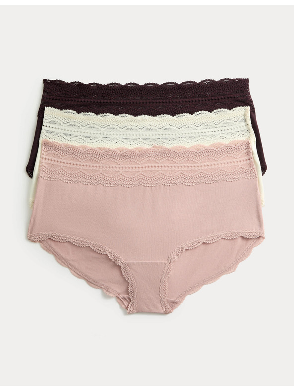 Marks & Spencer Šortky s vysokým pásom a vysokým podielom bavlny, 3 ks Marks & Spencer hnedá