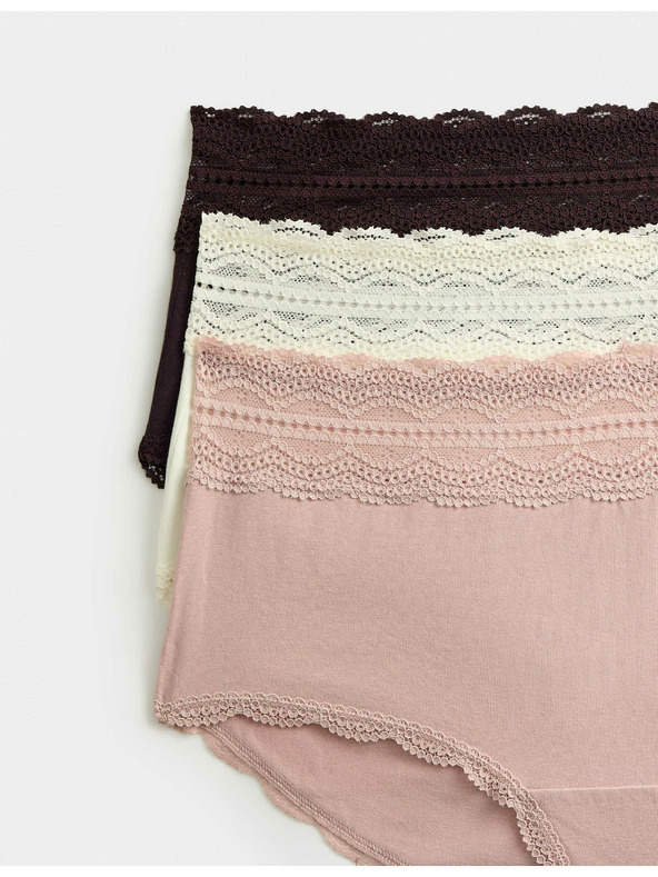 Marks & Spencer Šortky s vysokým pásom a vysokým podielom bavlny, 3 ks Marks & Spencer hnedá