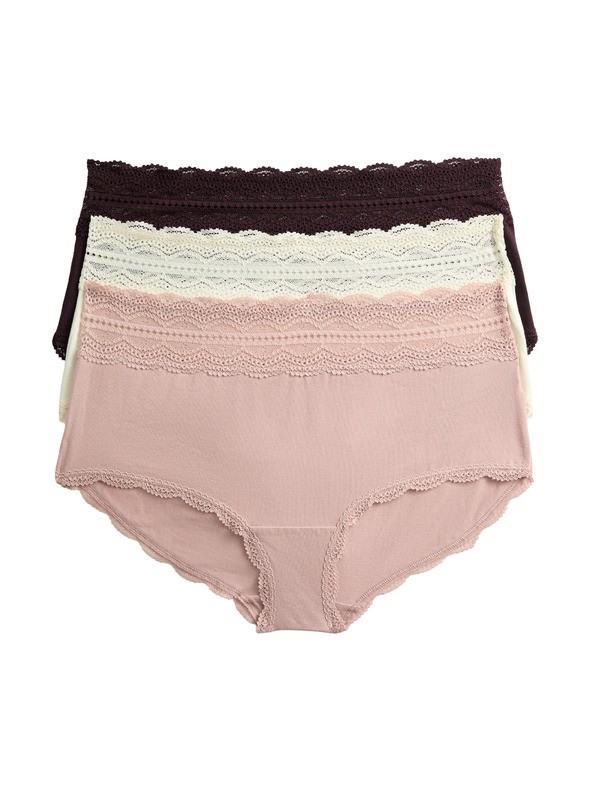 Marks & Spencer Šortky s vysokým pásom a vysokým podielom bavlny, 3 ks Marks & Spencer hnedá