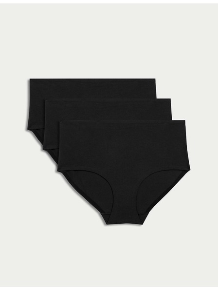 Marks & Spencer Šortkové nohavičky s vysokým pásom bez viditeľných lemov Cool Comfort, 3 ks Marks & Spencer čierna