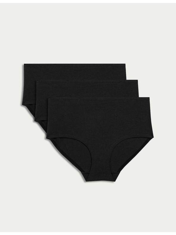 Marks & Spencer Šortkové nohavičky s vysokým pásom bez viditeľných lemov Cool Comfort, 3 ks Marks & Spencer čierna